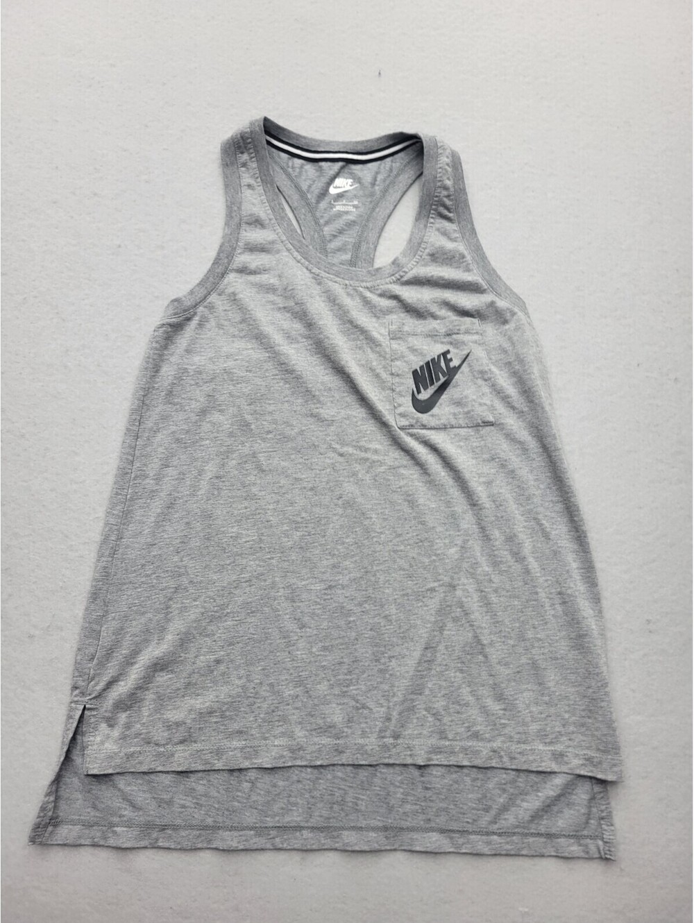 Nike Women's Tank Small Grey Scoop Neck Knit Logo Solid Sleeveless Casual Work